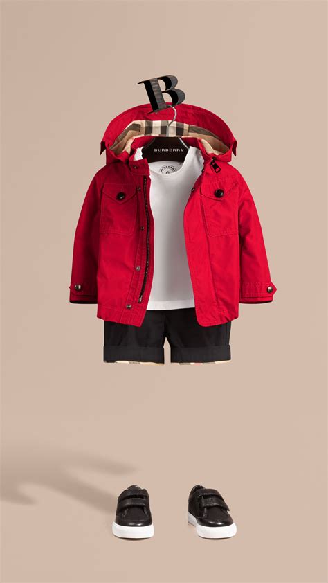 burberry authenticity children jacket military red|Designer Wear for Children .